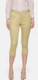 Allen Solly Woman Khaki Slim Fit Solid Cropped Regular Trousers Women