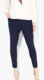 Allen Solly Woman Navy Blue Regular Fit Striped Regular Trouser Women