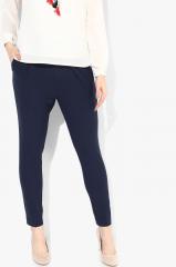 Allen Solly Woman Navy Blue Regular Fit Striped Regular Trouser women