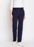 Alsace Lorraine Paris Navy Blue Regular Fit Solid Regular Trousers Women