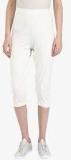 Alto Moda By Pantaloons Off White Solid Capri women