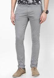 American Derby Polo Club Grey Colour Solid Chinos Men