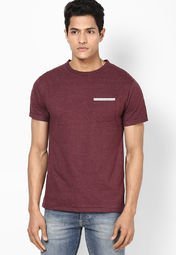 American Derby Polo Club Wine Marl Round Neck T Shirt With Pocket Men