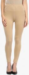 American-elm Beige Solid Leggings women