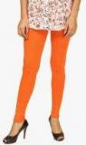 American-elm Orange Solid Leggings Women