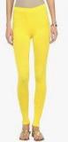 American-elm Yellow Solid Legging Women