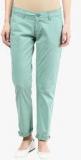 American Swan Green Solid Chinos women