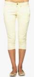 American Swan Off White Solid Capri Women