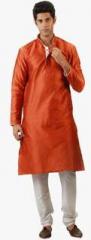 Amora Orange Printed Kurta Pyjama men