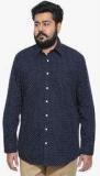 Amydus Navy Blue Printed Regular Fit Casual Shirt men