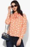 And Coral & White Printed Shirt Style Top Women