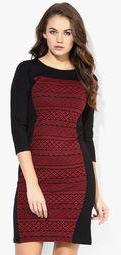 And Maroon Colored Printed Bodycon Dress Women