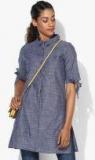 And Navy Blue Self Design Tunic Women