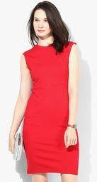 And Red Colored Solid Bodycon Dress Women