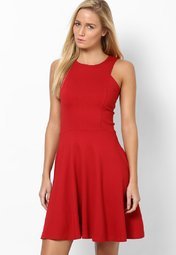 And Red Solid Dress Women