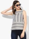 And White & Black Striped Regular Top Women