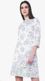 And White Printed Shift Dress women