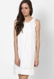 And White Solid Dress Women