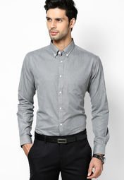 Andrew Hill Button Down Grey Full Sleeve Formal Shirt men