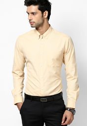 Andrew Hill Button Down Yellow Full Sleeve Formal Shirt men