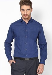 Andrew Hill Navy Blue Filafil Full Sleeve Formal Shirt men