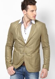 Andrew Hill Smart Beige Full Sleeve Cord Blazer Men