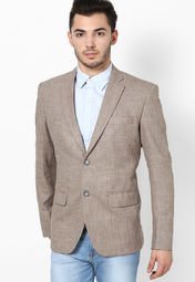 Andrew Hill Smart Beige Mixed Linen Blazer Men