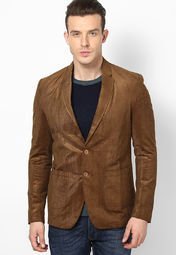 Andrew Hill Smart Brown Full Sleeve Cord Blazer Men