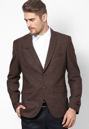 Andrew Hill Smart Brown Mixed Linen Blazer Men