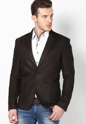 Andrew Hill Smart Dark Brown Full Sleeve Cord Blazer Men