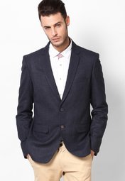 Andrew Hill Smart Navy Blue Mixed Linen Blazer Men