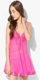 Angels Secret Pink Solid Babydoll With Panty Women