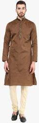 Angrakha Solid Brown Kurta Men