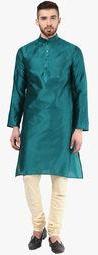 Angrakha Striped Green Kurta men