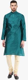 Angrakha Striped Green Kurta men