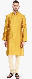 Angrakha Striped Yellow Kurta men