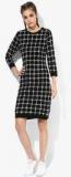 Annabelle By Pantaloons Black Checked Shift Dress Women