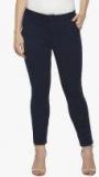 Annabelle By Pantaloons Navy Blue Solid Trouser Women