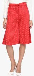 Annapoliss Red Printed Capri Women