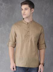 Anouk Beige Solid Straight Kurta men