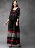 Anouk Black & Red Printed A Line Kurta Women