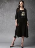 Anouk Black Embroidered A Line Kurta women