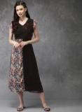 Anouk Black Printed Straight Kurta Women