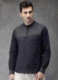 Anouk Black Striped Straight Kurta Men