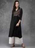 Anouk Black Yoke Design A Line Kurta Women