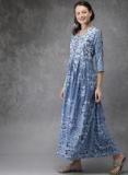 Anouk Blue Printed Maxi Dress Women