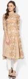 Anouk Brown & White Printed A Line Dress women