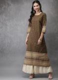 Anouk Brown Printed A Line Kurta Women