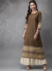 Anouk Brown Printed A Line Kurta women