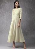 Anouk Cream Coloured Yoke Design A Line Fusion Kurta Women